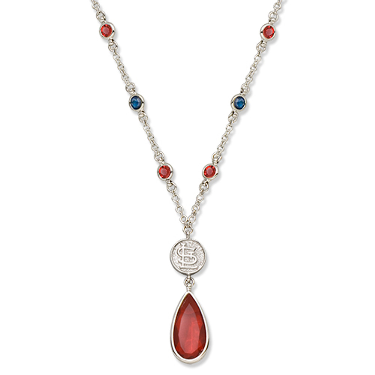 St. Louis Cardinals Crystal Logo Necklace - Sports Unlimited