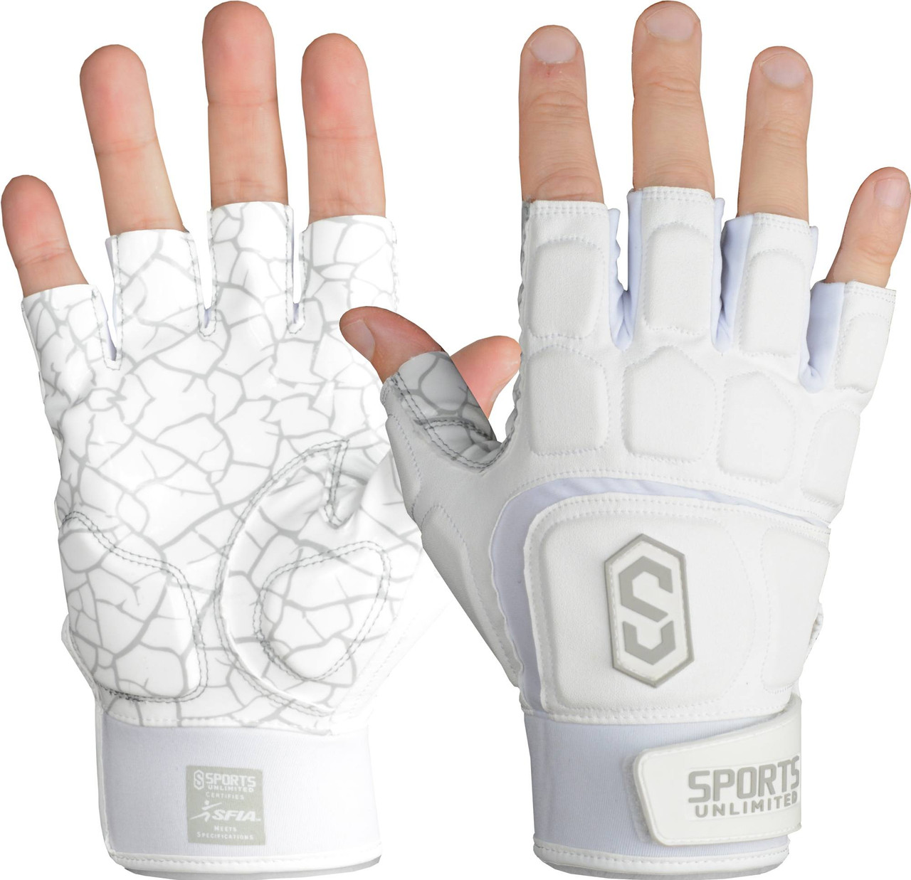 Sports Unlimited Max Clash Adult Padded Half Finger Lineman Football Gloves