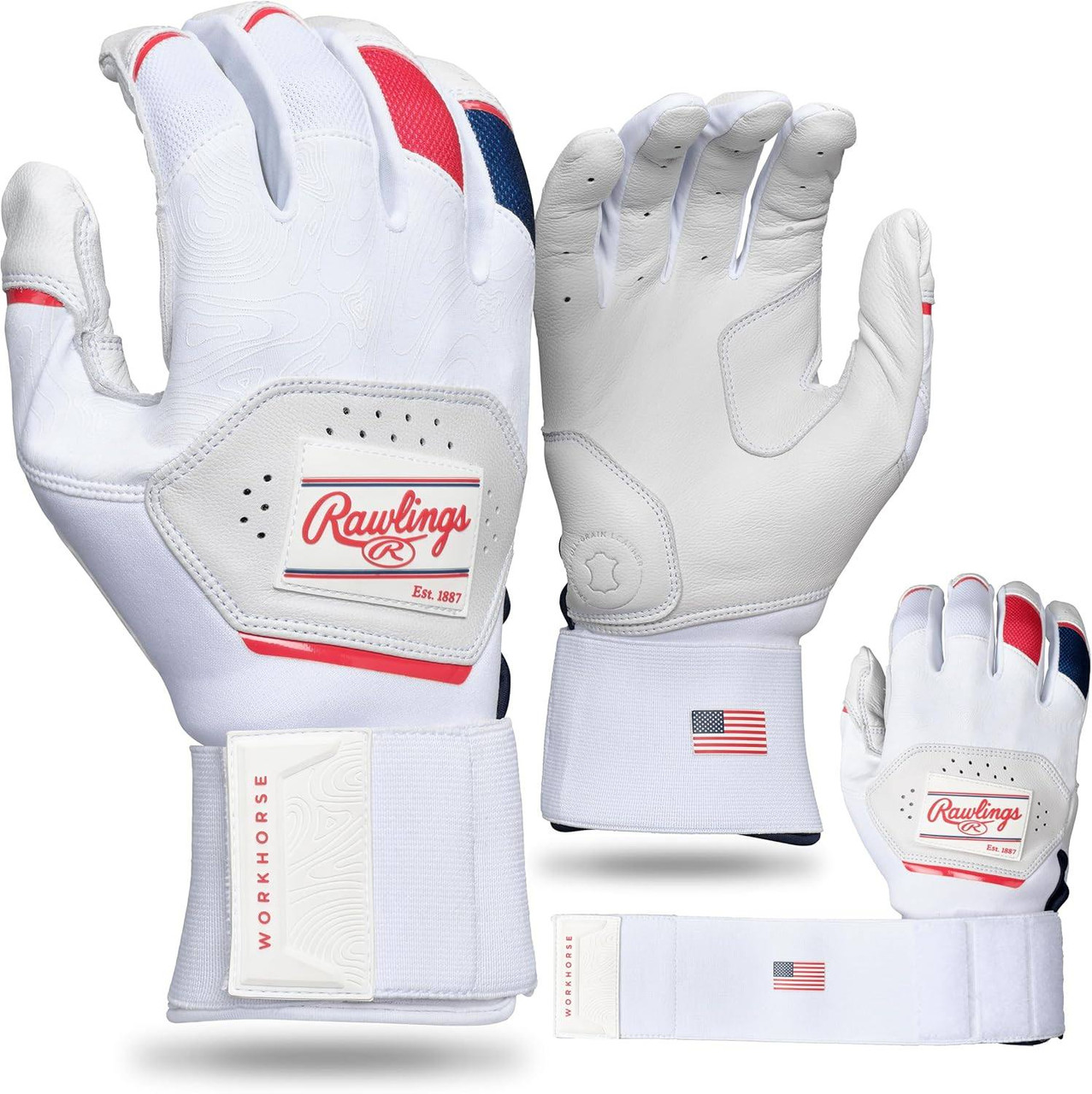 Rawlings Workhorse Compression Strap Adult Batting Gloves - Sports
