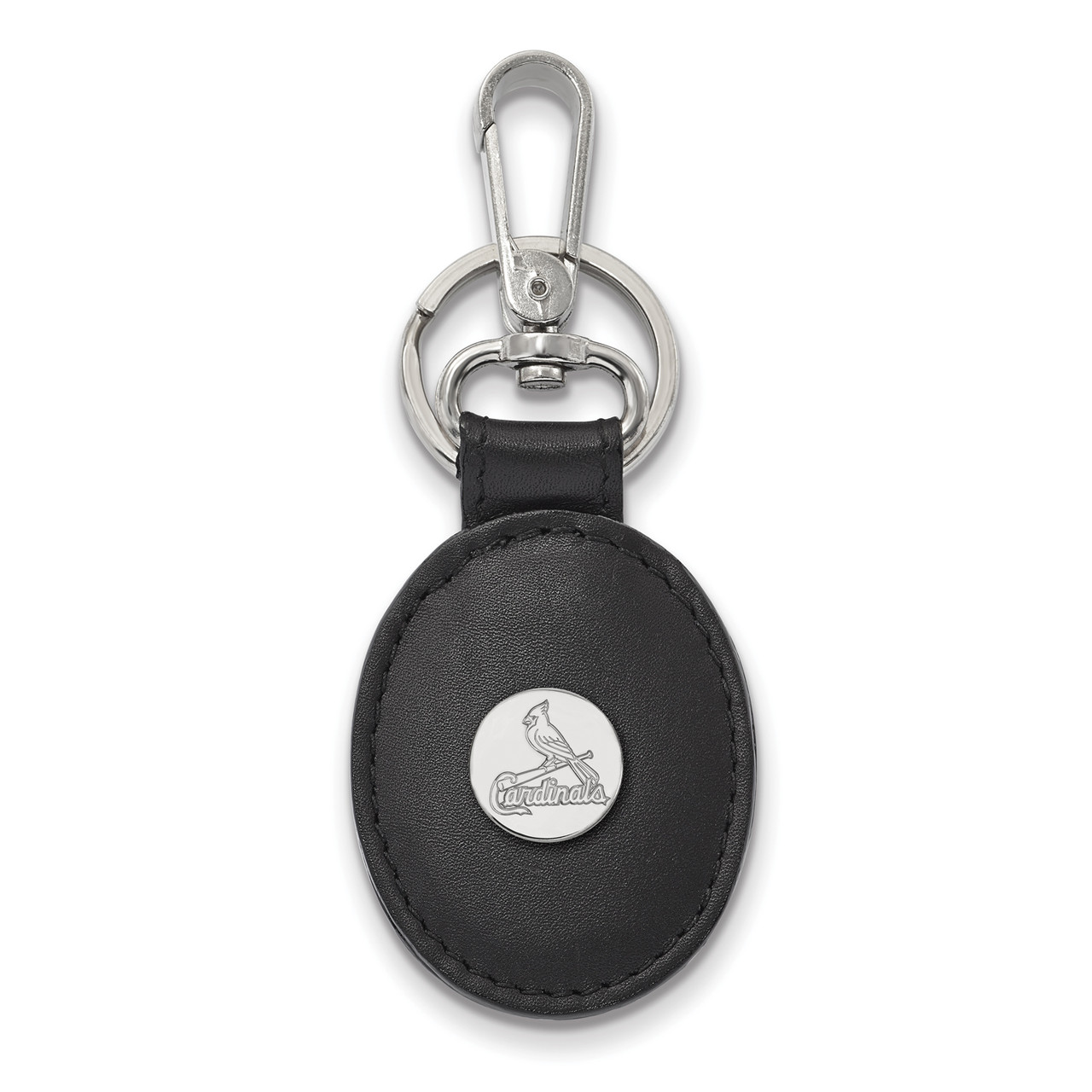 St. Louis Cardinals Sterling Silver Black Leather Oval Key Chain - Sports  Unlimited