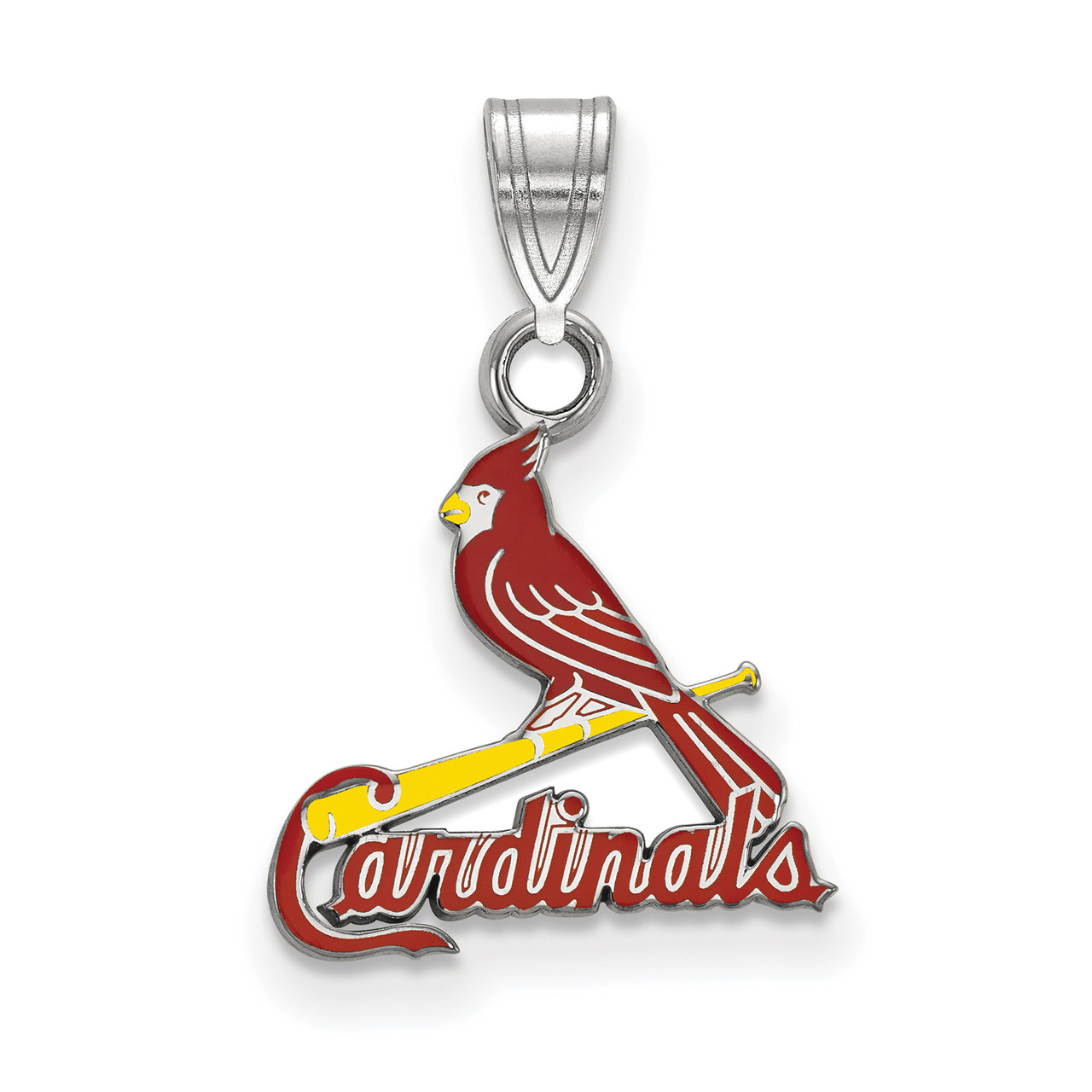 Rhodium Over Sterling Silver MLB LogoArt St. Louis Cardinals