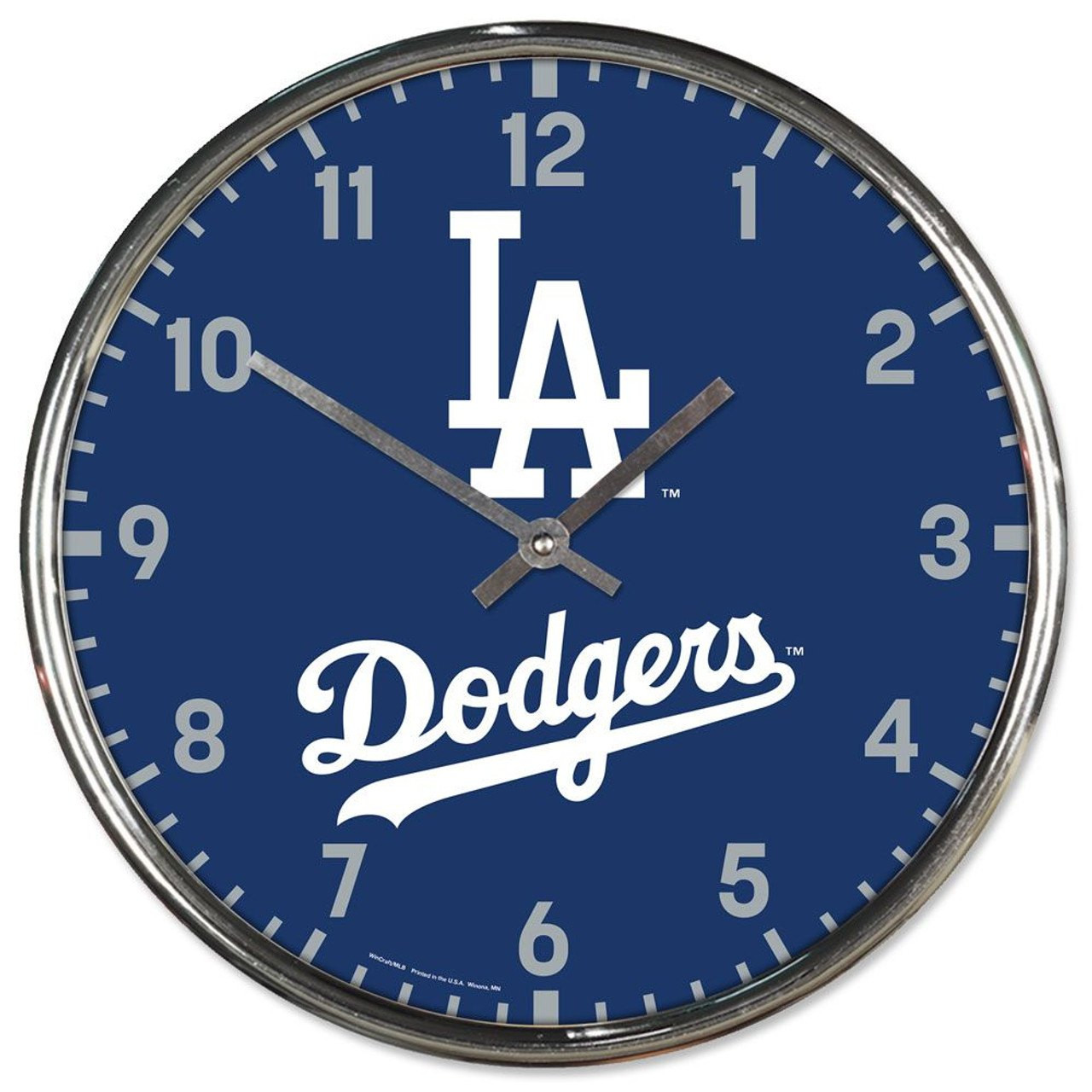 ドジャース 壁掛時計 MLB LA Dodgers クロームクロック インテリア Los Angeles Dodgers Round Chrome Wall Clock - Sports Unlimited