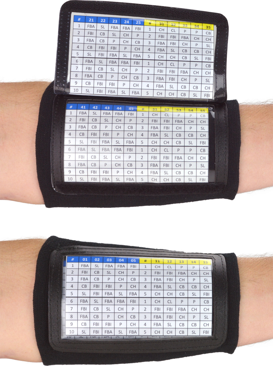 Playsheet Wristband Single Window - Softball, Football, Baseball - Adult  Size Armband Playbook - 10 Pack (Black)