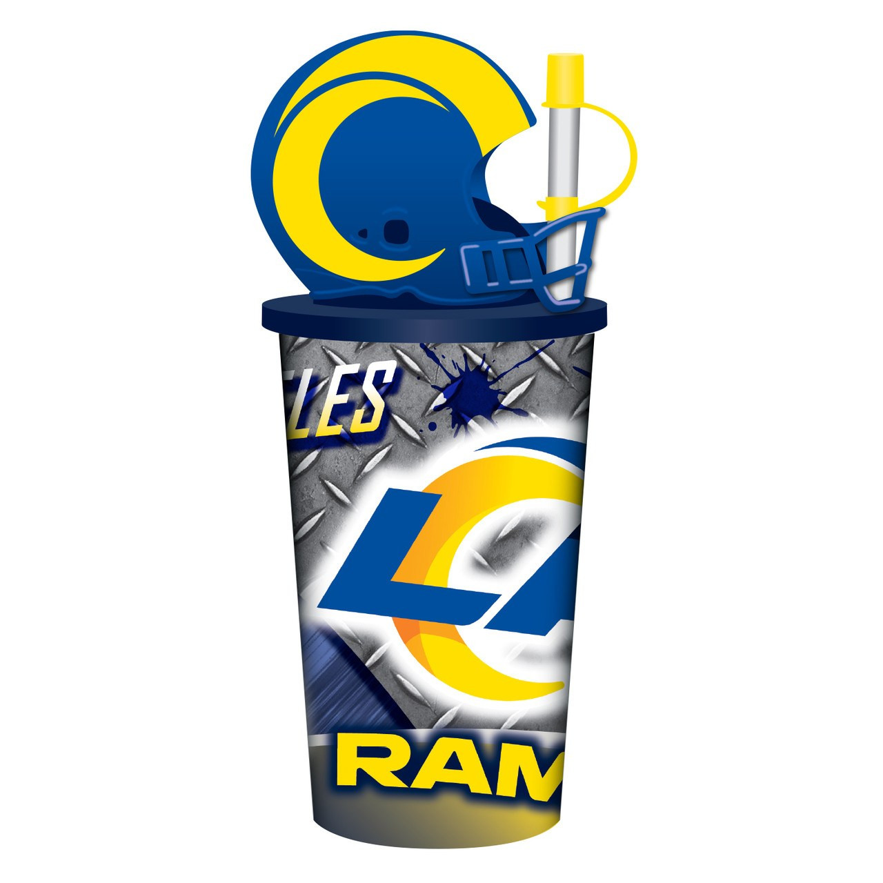 NFL Los Angeles Rams ヘルメット型カップ Los Angeles Rams 32 oz. Plastic Helmet Cup with Straw - Sports