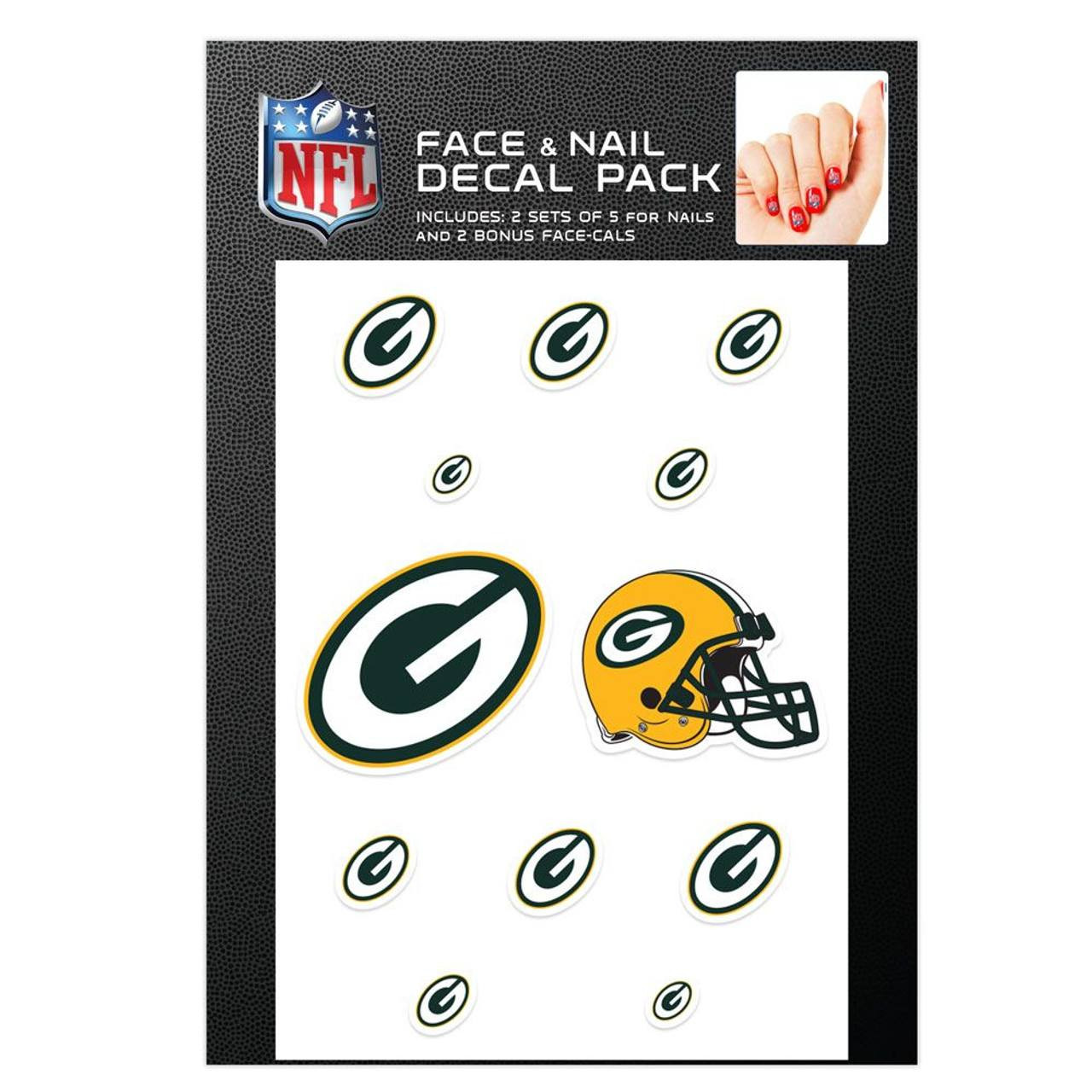 Packer Face Green Bay Packers Face & Nail Decal Pack - Sports Unlimited