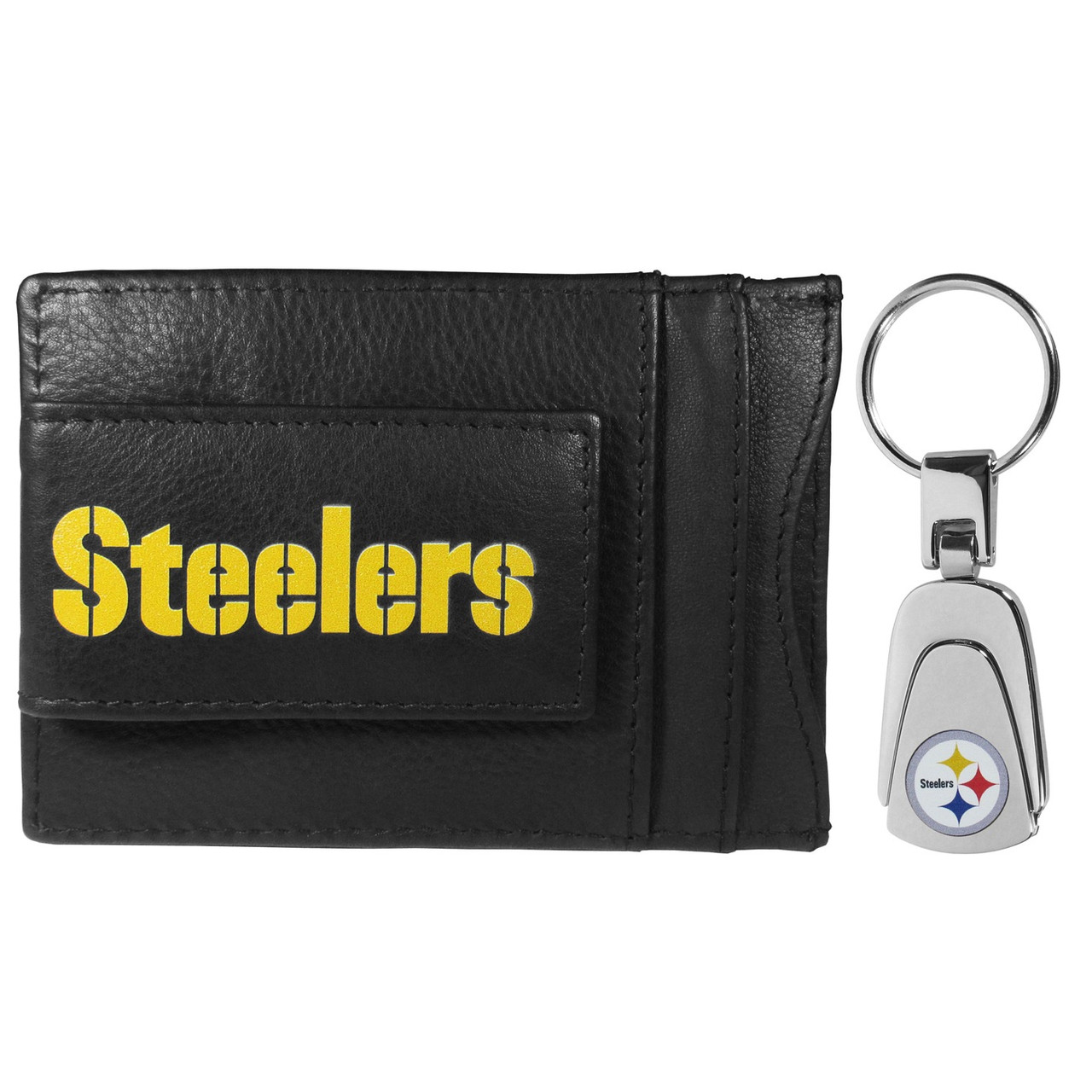 Pittsburgh Steelers Leather Cash Cardholder Steel Key Chain