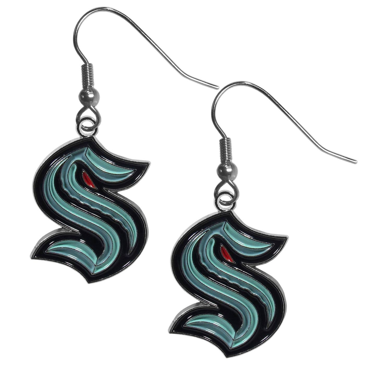 Seattle Kraken Dimple Logo Dangle Earrings – NHL Official Style, Brand New