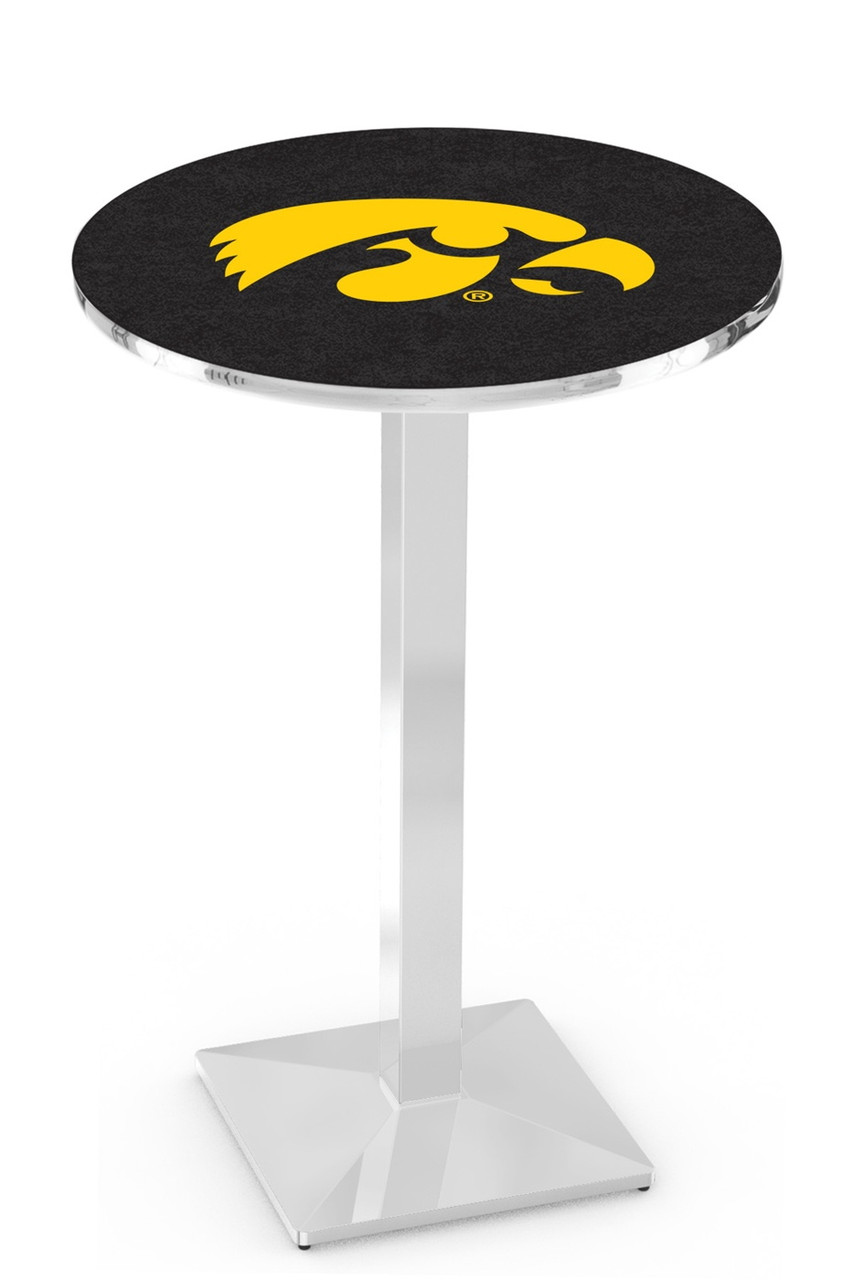 Iowa Hawkeyes Chrome Bar Table with Square Base