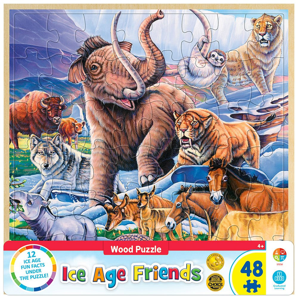 Wood Fun Facts Ice Age Friends 48 Piece Wood Puzzle - Sports Unlimited