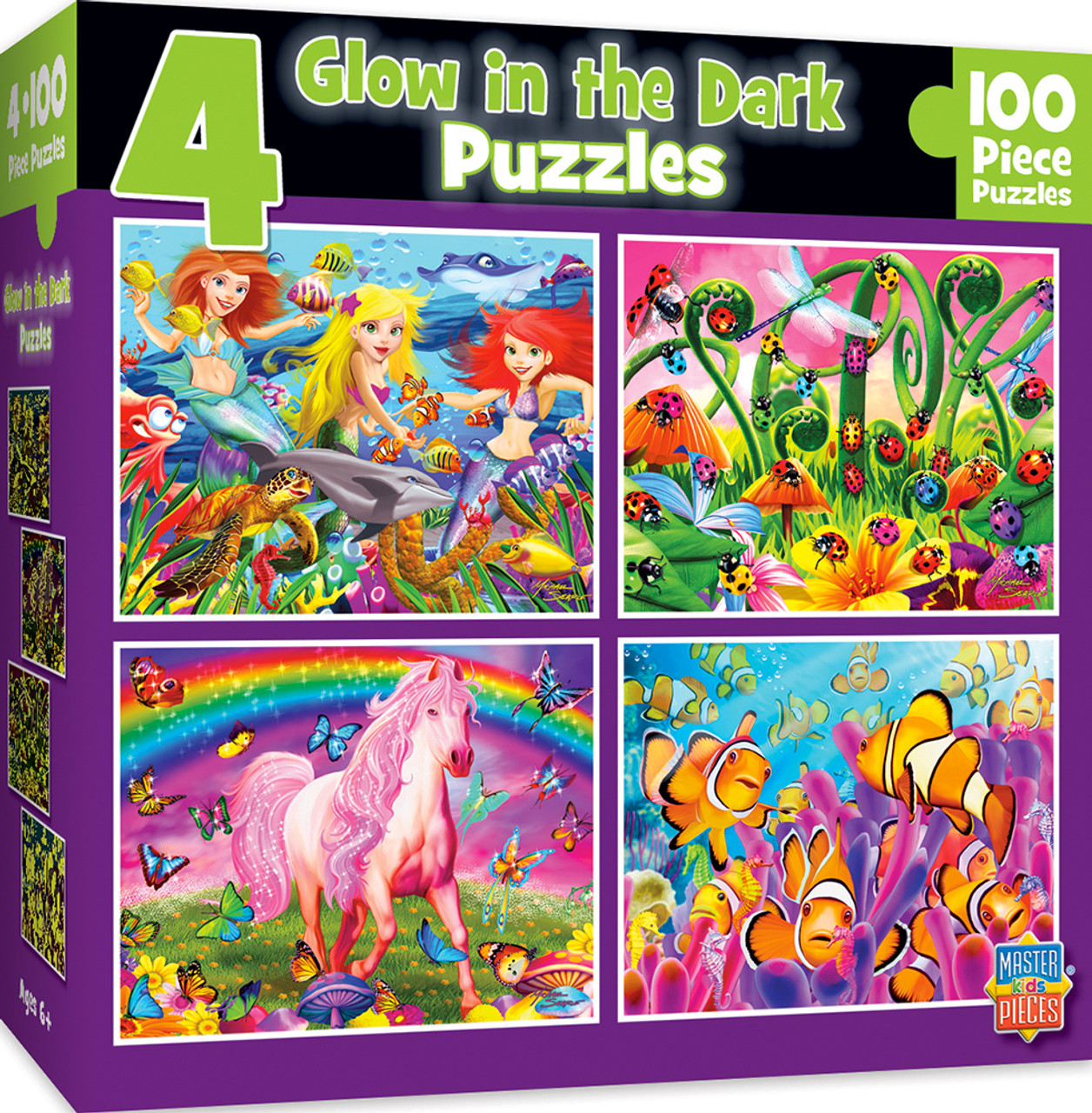 Glow In The Dark 100 Piece Puzzle - 4 Pack - Sports Unlimited