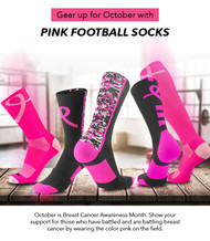 Pink Football Socks for Breast Cancer Awareness Month