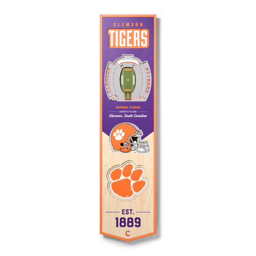 Clemson Tigers 8" x 32" 3D Stadium Banner Wall Art