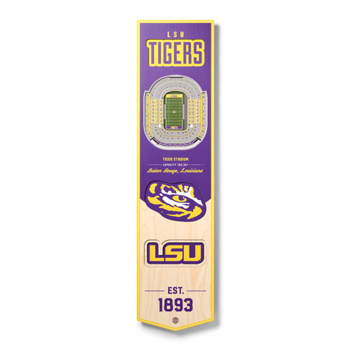 LSU Tigers 8" x 32" 3D Stadium Banner Wall Art