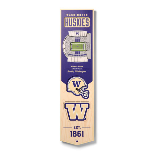 Washington Huskies 8" x 32" 3D Stadium Banner Wall Art
