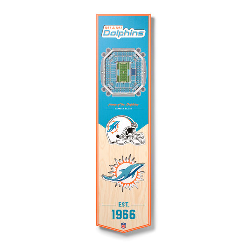 Miami Dolphins 8" x 32" 3D Stadium Banner Wall Art
