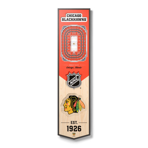 Chicago Blackhawks 8" x 32" 3D Stadium Banner Wall Art