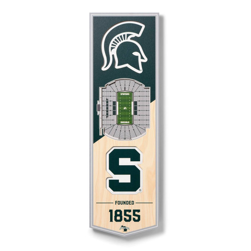Michigan State Spartans 6" x 19" 3D Stadium Banner Wall Art
