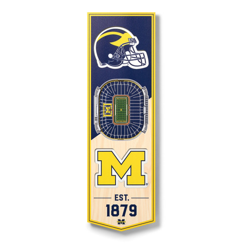 Michigan Wolverines 6" x 19" 3D Stadium Banner Wall Art