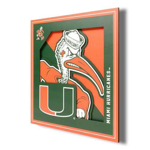 Miami Hurricanes 12" x 12" 3D Logo Series Wall Art