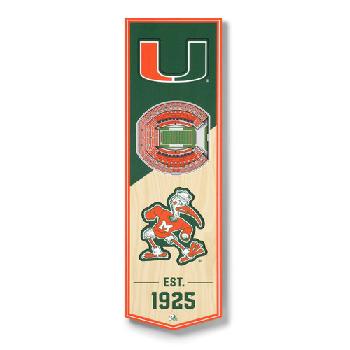 Miami Hurricanes 6" x 19" 3D Stadium Banner Wall Art