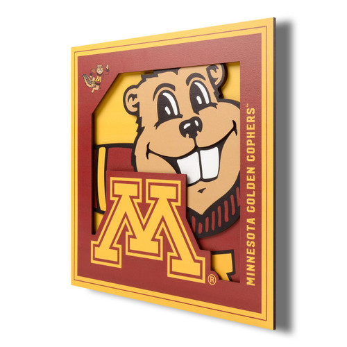 Minnesota Golden Gophers 12" x 12" 3D Logo Series Wall Art
