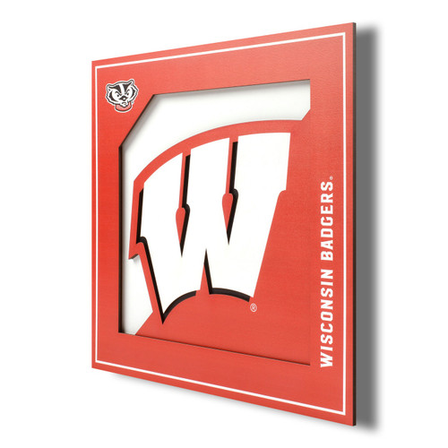 Wisconsin Badgers 12" x 12" 3D Logo Series Wall Art
