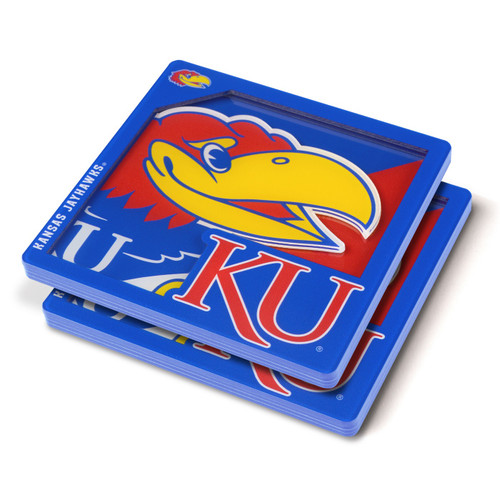 Kansas Jayhawks 3D Logo Series Coasters Set