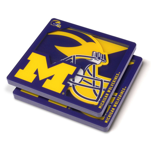 Michigan Wolverines 3D Logo Series Coasters Set