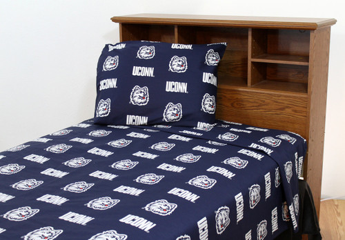 Connecticut Huskies Dark Bed Sheets