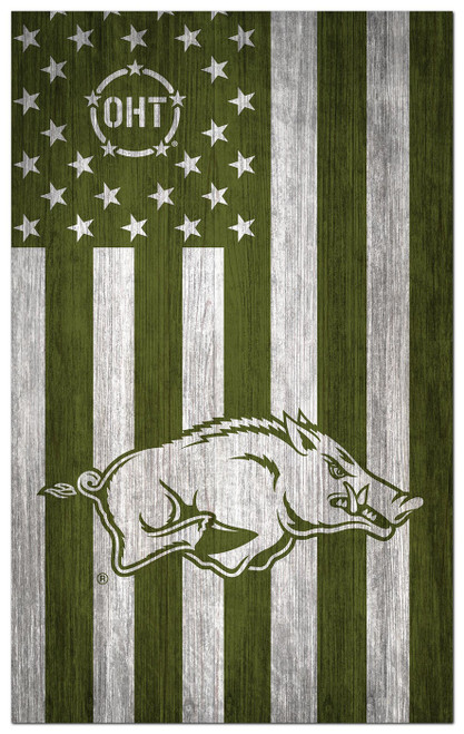 Arkansas Razorbacks OHT Military Green Flag 11" x 19" Sign