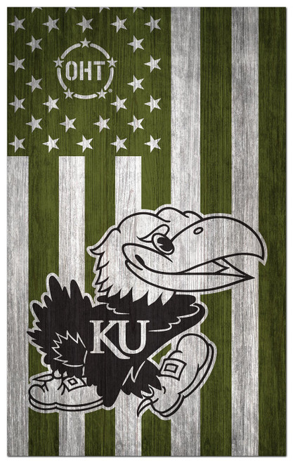 Kansas Jayhawks OHT Military Green Flag 11" x 19" Sign