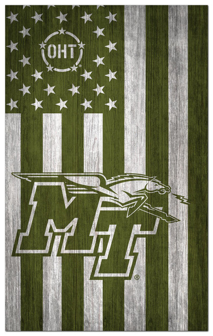 Middle Tennessee State Blue Raiders OHT Military Green Flag 11" x 19" Sign