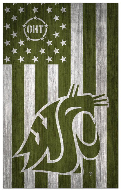 Washington State Cougars OHT Military Green Flag 11" x 19" Sign