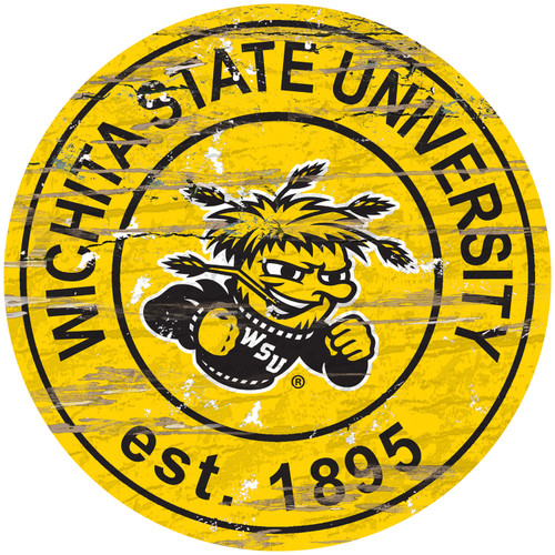 Wichita State Shockers Distressed Round Sign