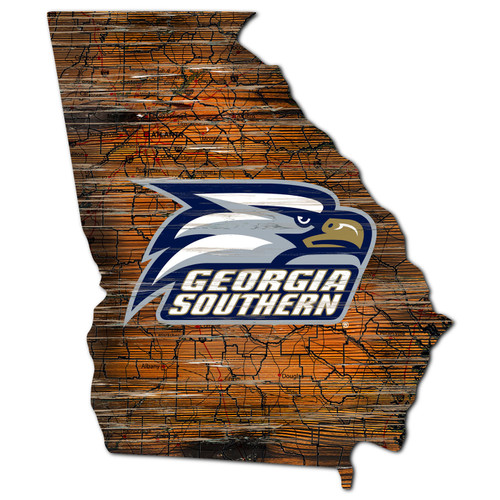 Georgia Southern Eagles Distressed State with Logo Sign
