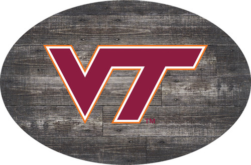 Virginia Tech Hokies 46" Distressed Wood Oval Sign