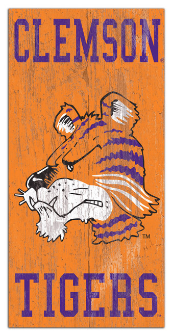 Clemson Tigers 6" x 12" Heritage Logo Sign