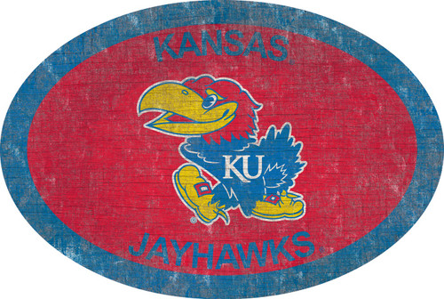 Kansas Jayhawks 46" Team Color Oval Sign