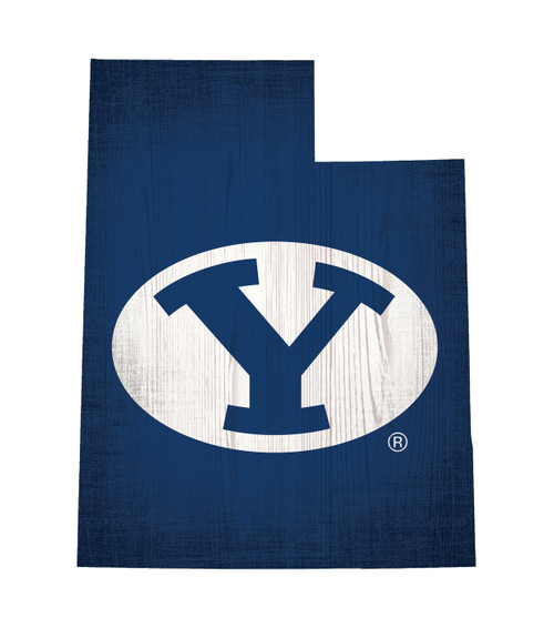 BYU Cougars 12" Team Color Logo State Sign