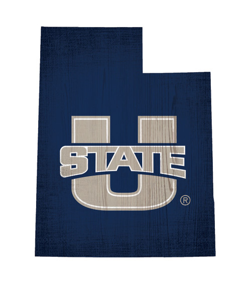Utah State Aggies 12" Team Color Logo State Sign