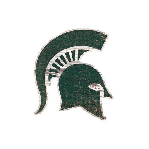 Michigan State Spartans Distressed Logo Cutout Sign