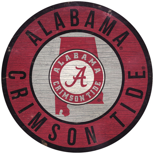 Alabama Crimson Tide 12" Circle with State Sign