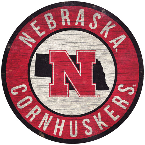 Nebraska Cornhuskers 12" Circle with State Sign