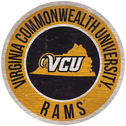 Virginia Commonwealth Rams 12" Circle with State Sign