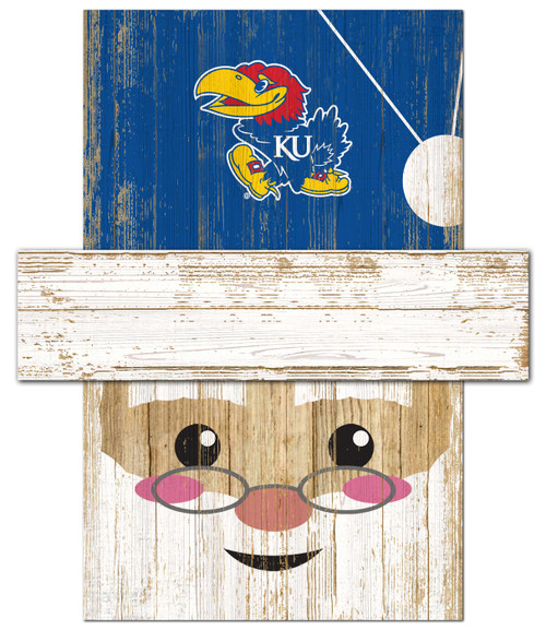 Kansas Jayhawks Santa Head Sign