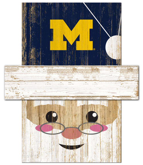 Michigan Wolverines Santa Head Sign