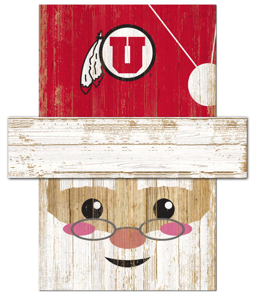 Utah Utes Santa Head Sign
