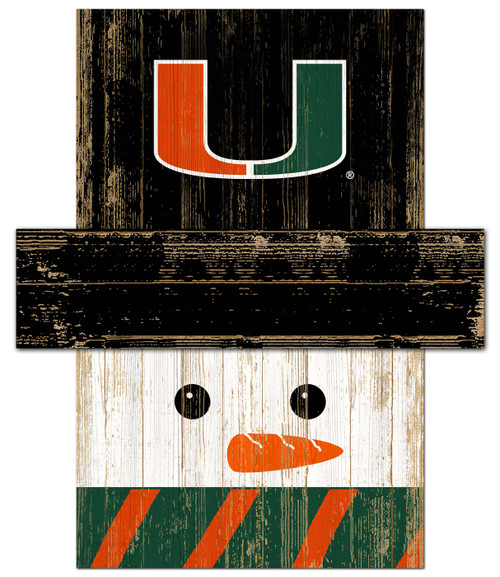 Miami Hurricanes Snowman Head Sign