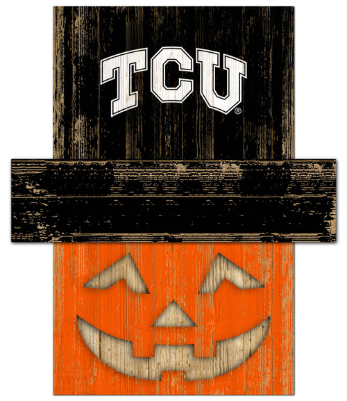 Texas Christian Horned Frogs Pumpkin Head Sign