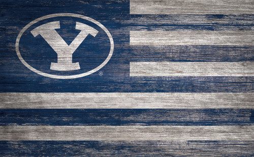 BYU Cougars 11" x 19" Distressed Flag Sign